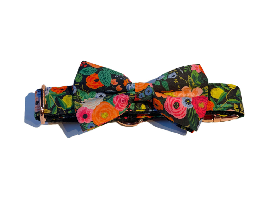 durable cotton dog collar with bow tie attached