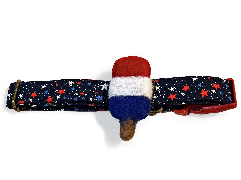 large red white blue patriotic popsicle for dog or cat collar