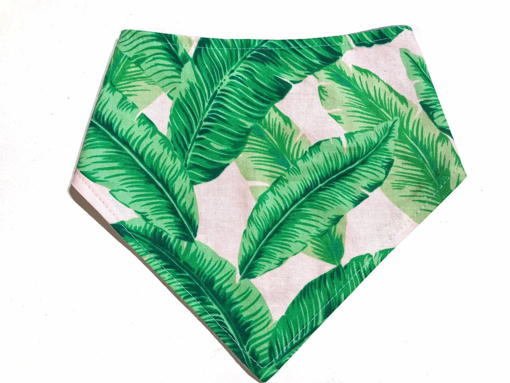 Pink Green Fern Snap-on Bandana for a dog