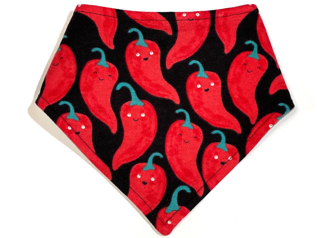 black with kawaii red chili peppers bandana for dog or cat