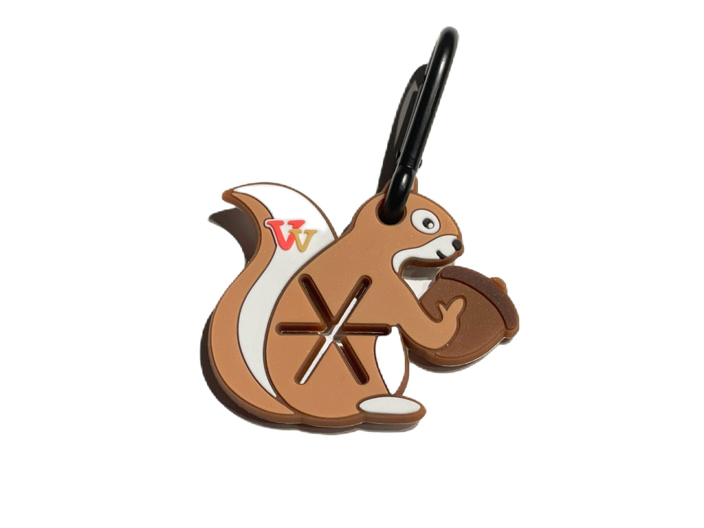 brown squirrel with acorn dog waste bag carrier or poo bag holder