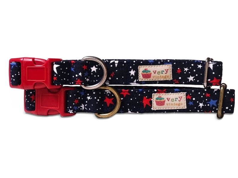red white blue american star collar for a dog or cat