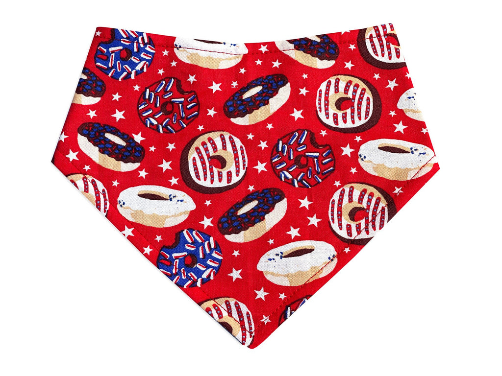 red patriotic donuts Snap-on Bandana for a dog