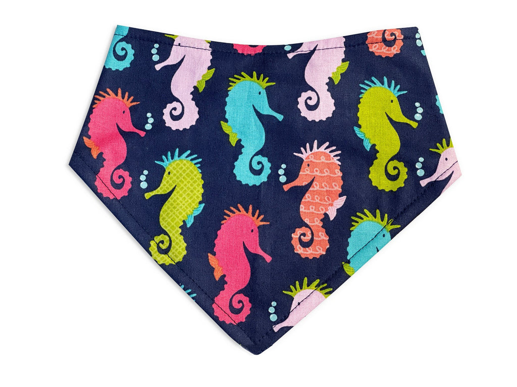 colorful seahorses Snap-on Bandana for a dog