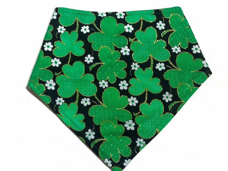 Green Shamrock snap-on bandana for a dog