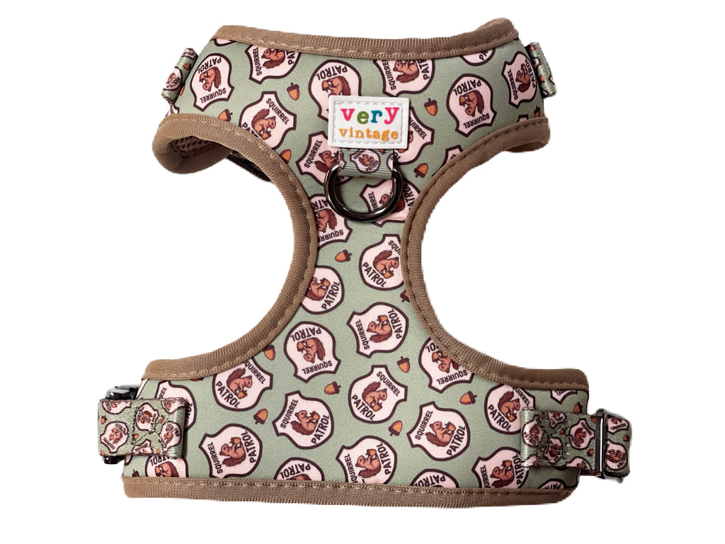 light green with squirrel patrol badges padded dog harness vest
