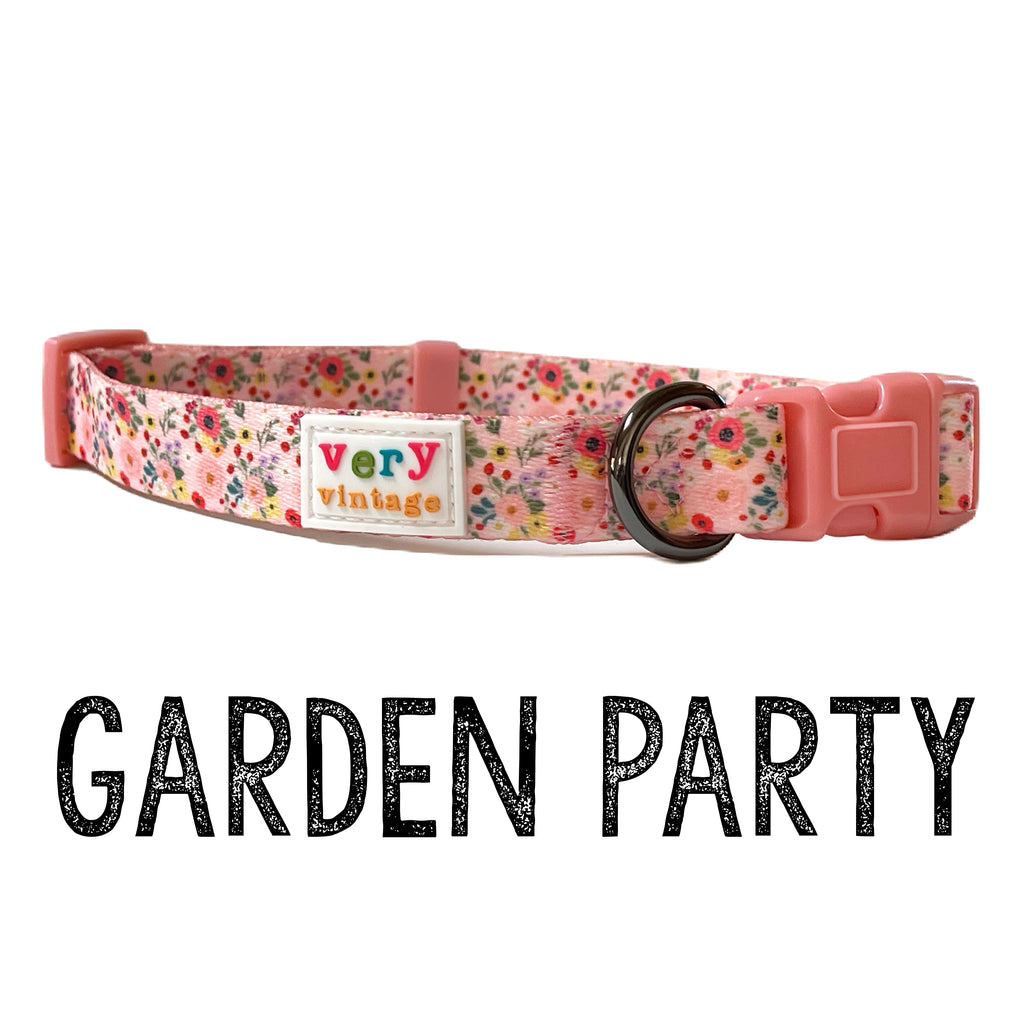 Light pink with rifle paper co inspired flower blooms dog collar for girl dogs 