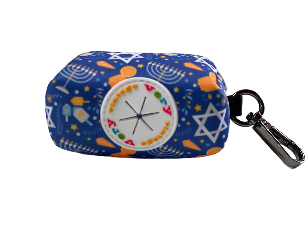 Keep your walks clean and festive with this adorable Hanukkah dog waste bag holder.