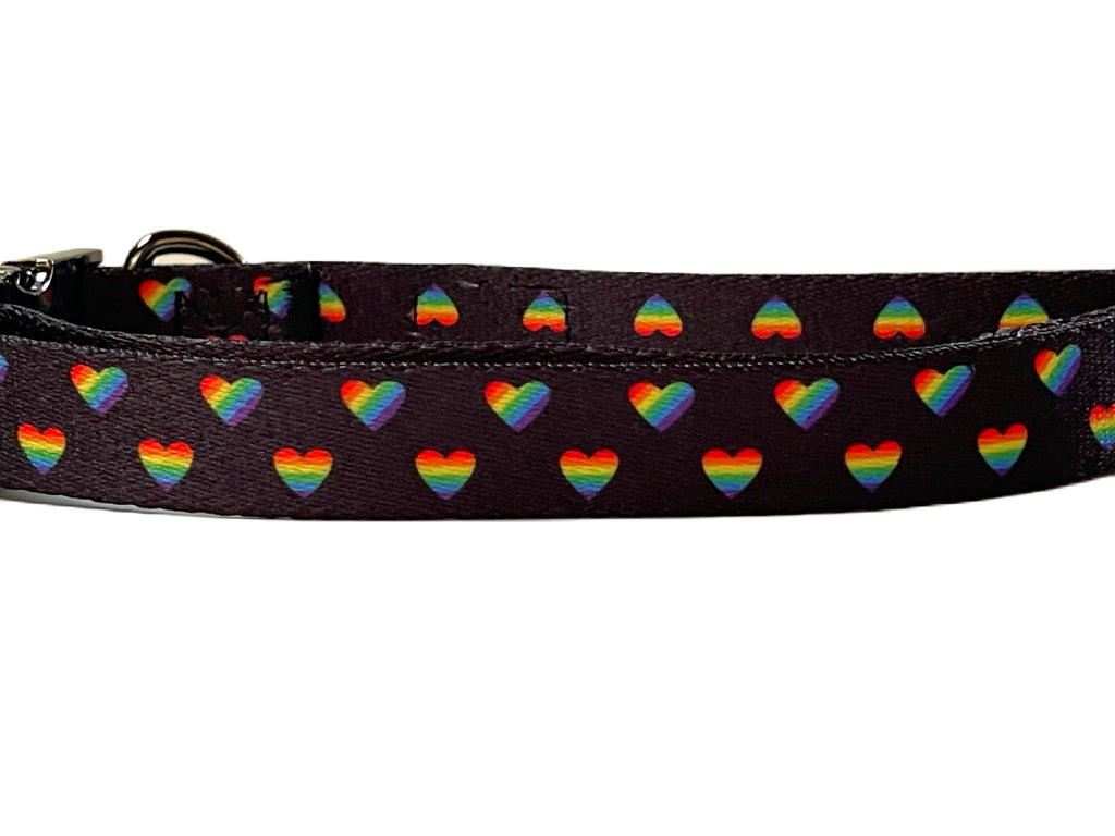 black rainbow pride dog collar