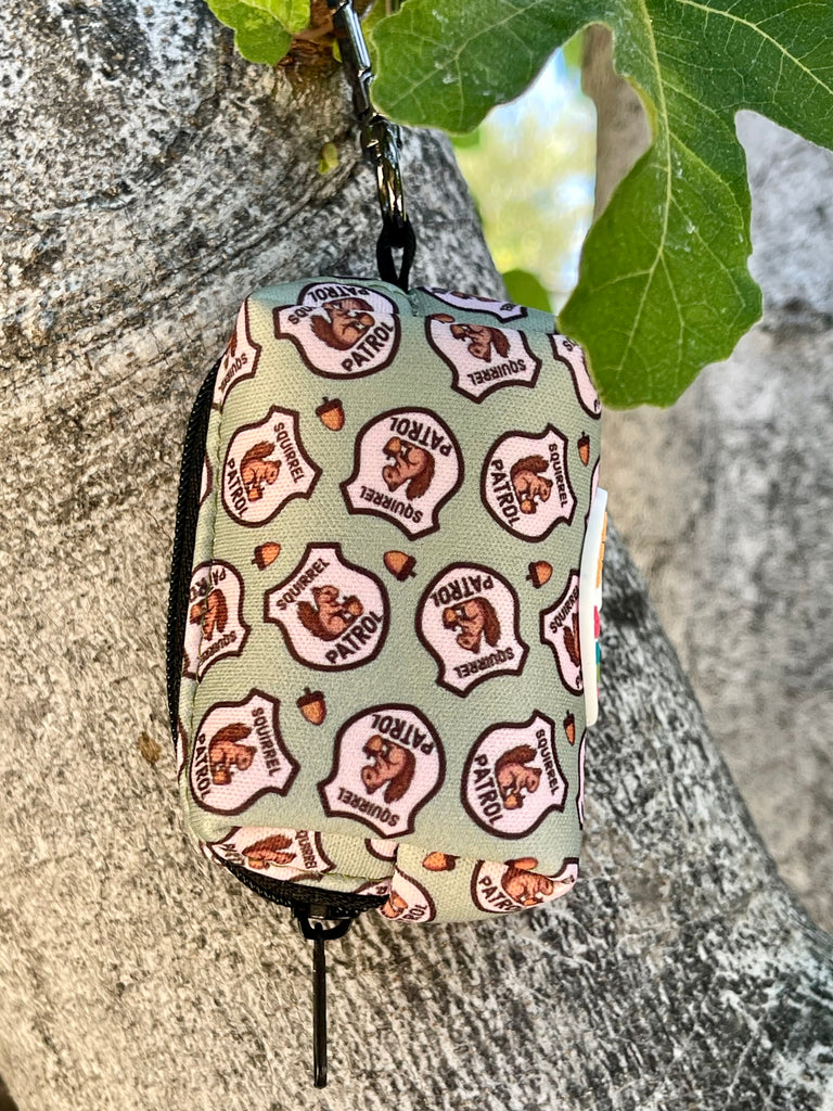 Keep your walks clean and organized with our eco-friendly Squirrel Patrol Poop Bag Holder. This matching accessory features a cute squirrel design and is perfect for carrying your dog waste bags.