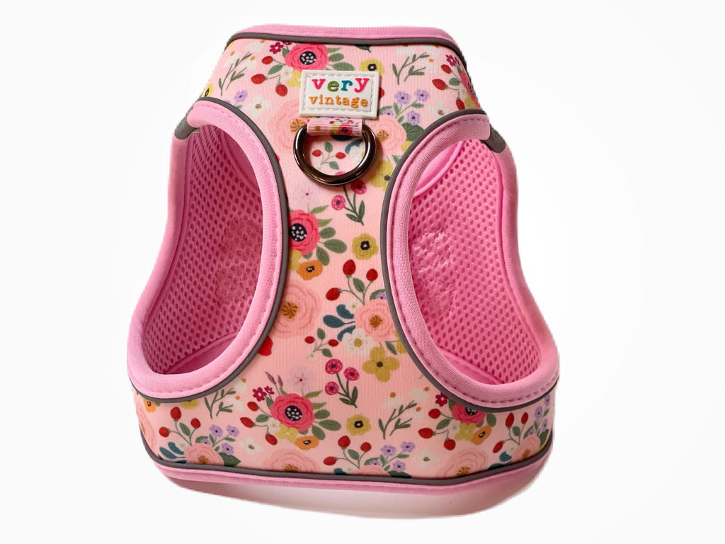 Pink Floral Step-In Dog Harness for Small Dogs