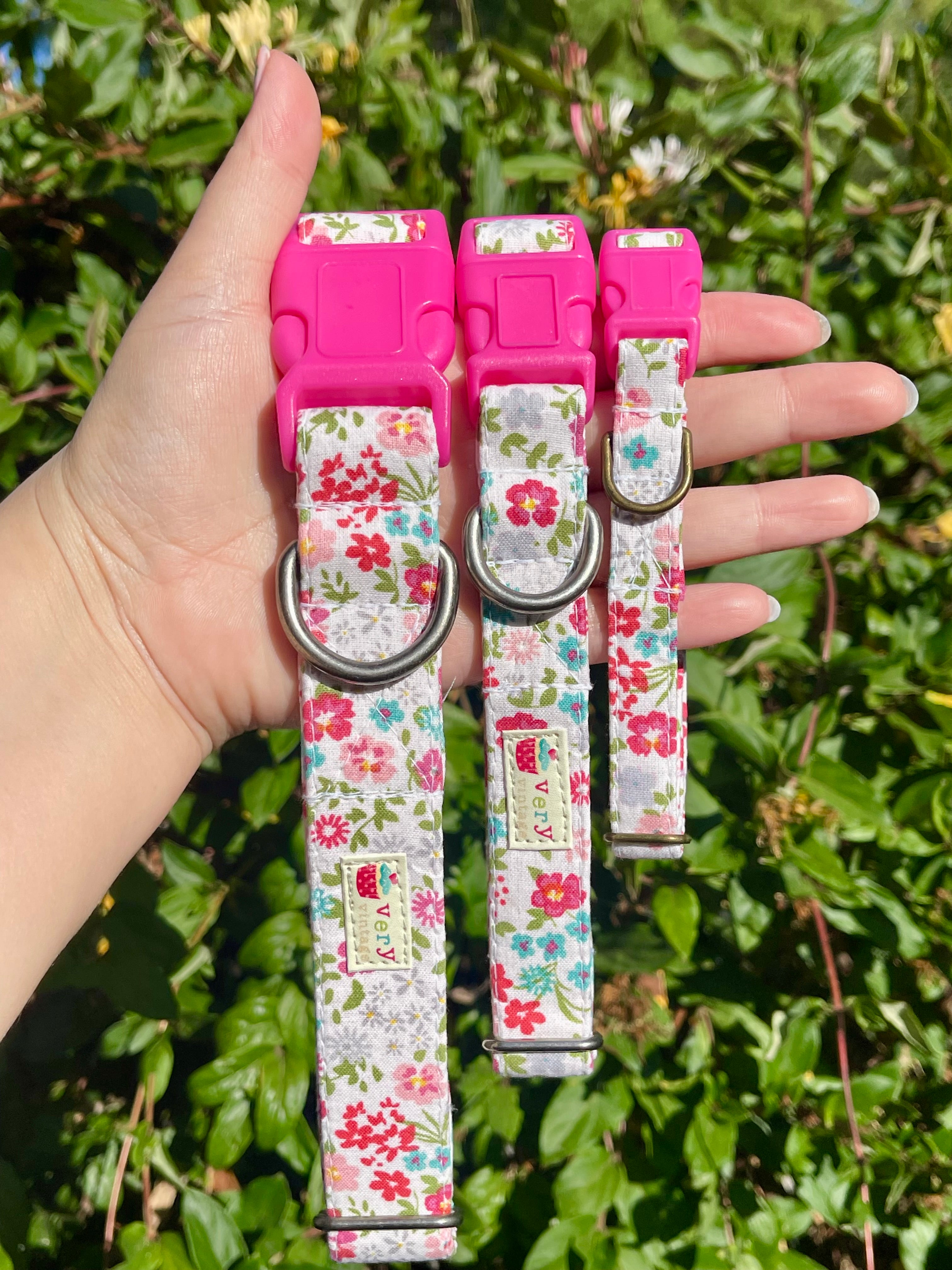 Pink Floral Dog Collar | Spring & Summer Dog Style | Adjustable