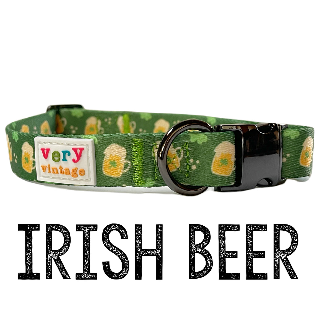 green Irish mug of beer dog collar for St Patrick's Day