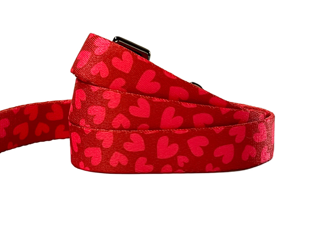 red heart pattern 5 foot long dog lead for secure and safe dog walks