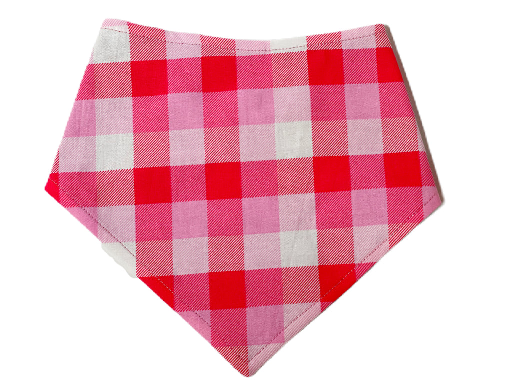 pink red valentine plaid bandana for dog or cat