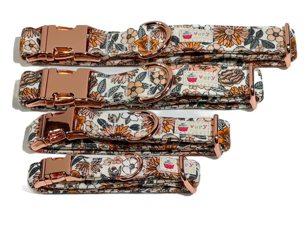 different collar sizes with rose gold hardware