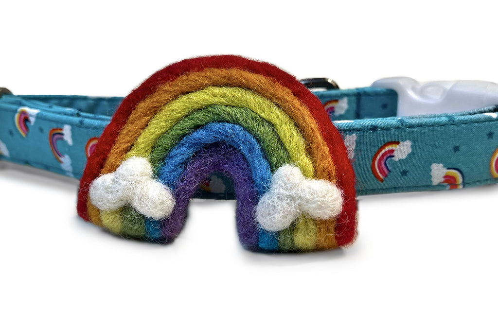 bright colorful pride rainbow for dog or cat collar