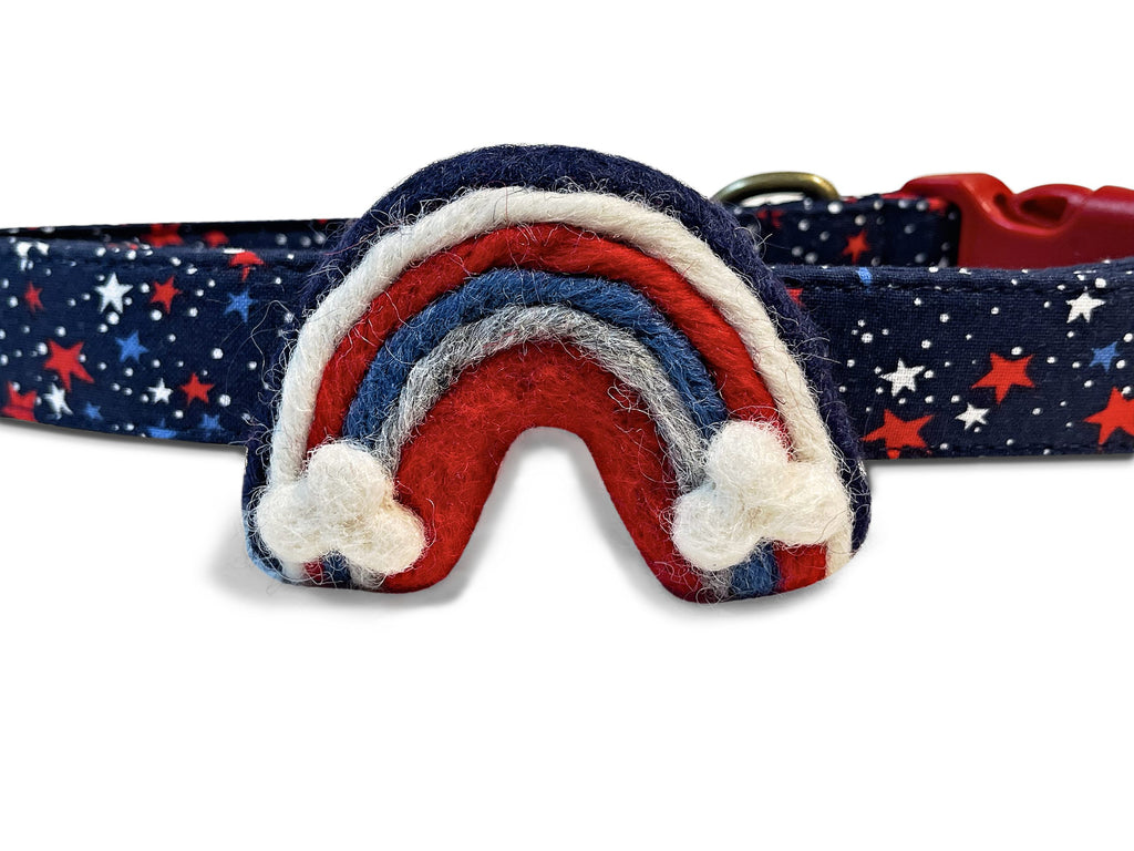 red white and blue usa rainbow for dog or cat collar