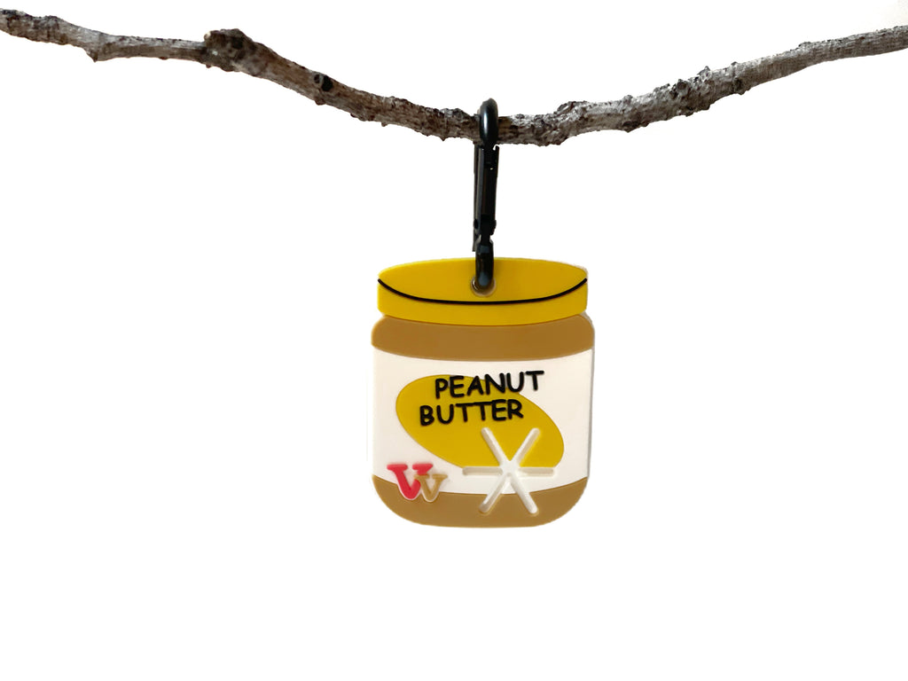 hanging peanut butter jar dog poop bag holder
