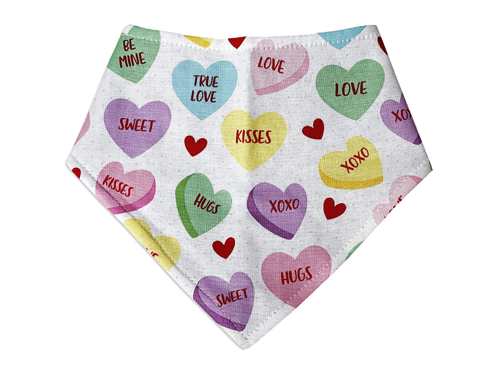 Valentines Day conversation Heart Snap-on Bandana for a dog