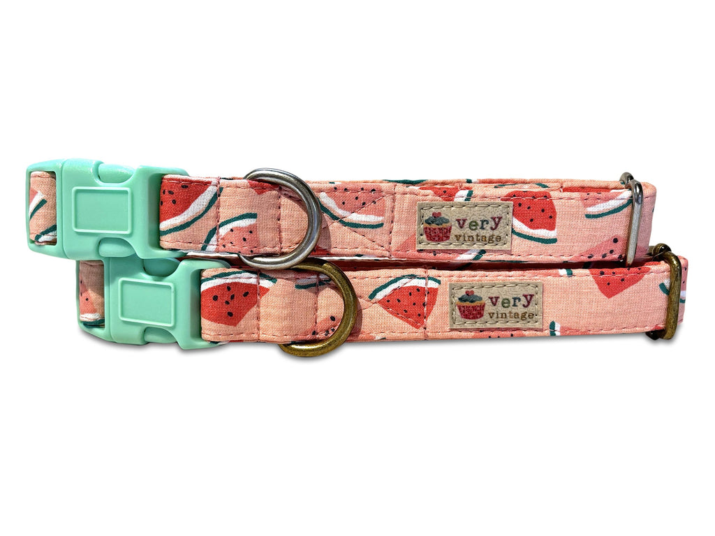 salmon pink watermelon slices organic cotton dog collar