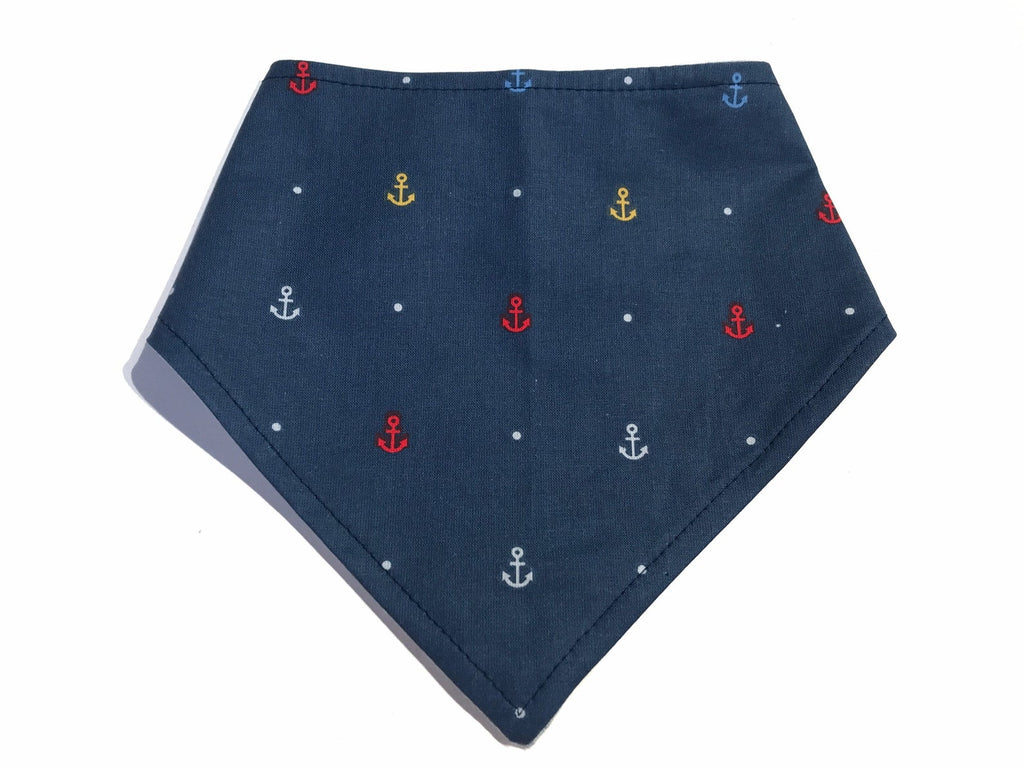 Navy Blue with colorful anchors Snap-on Bandana for a dog