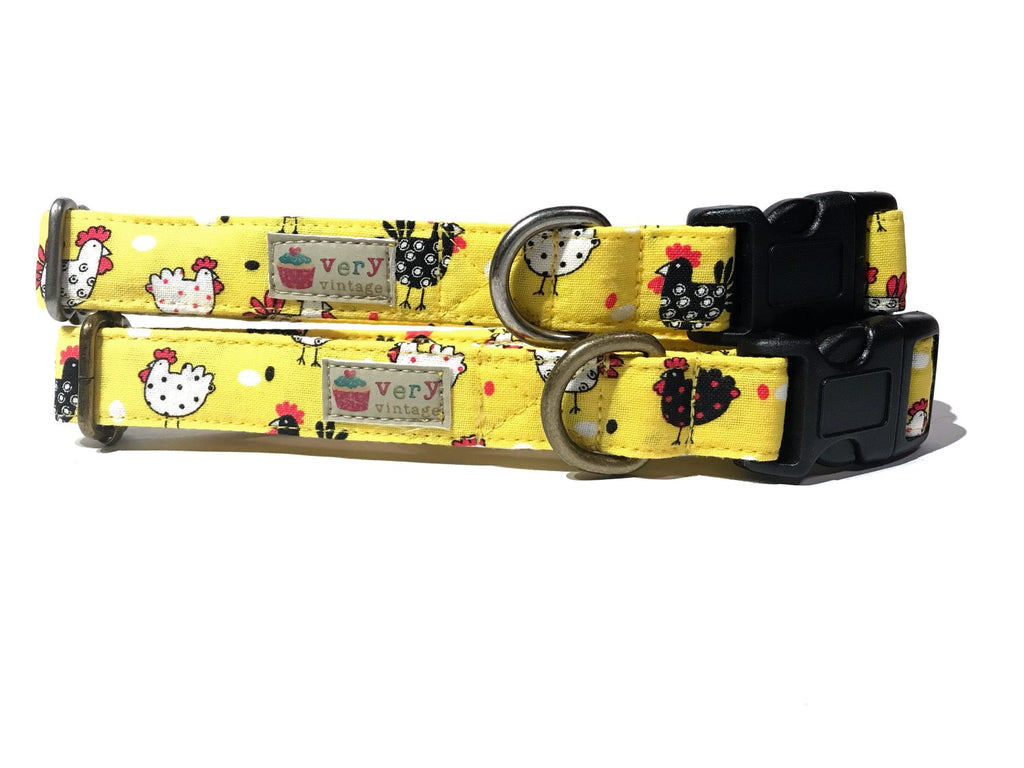 yellow chicken and rooster collar for dog or cat