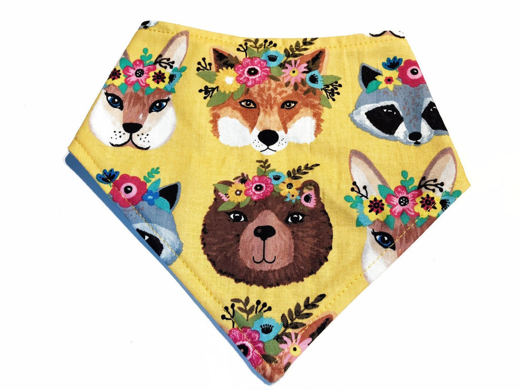 Critter Flower Crown snap-on bandana for a dog