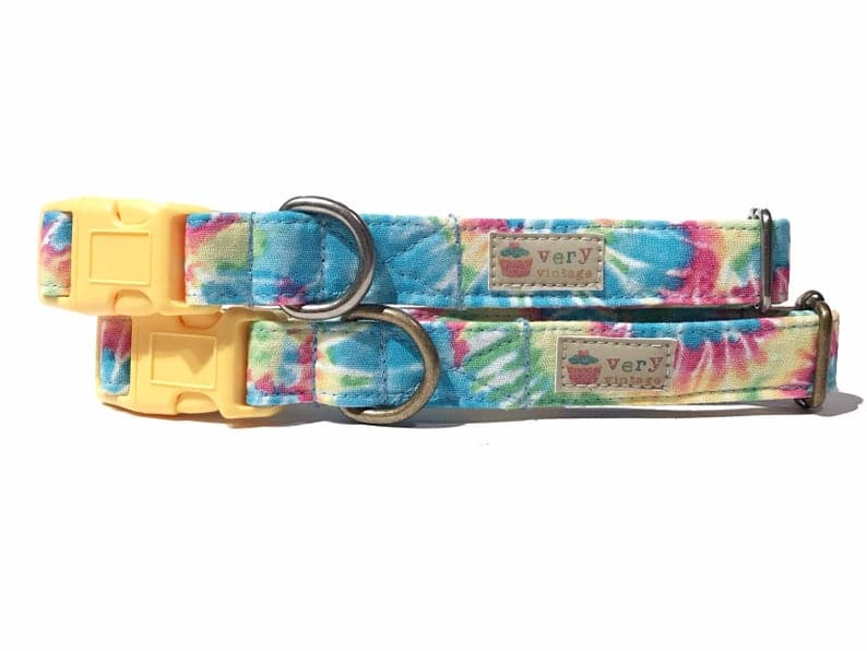 pastel tie dye collar for a dog or cat