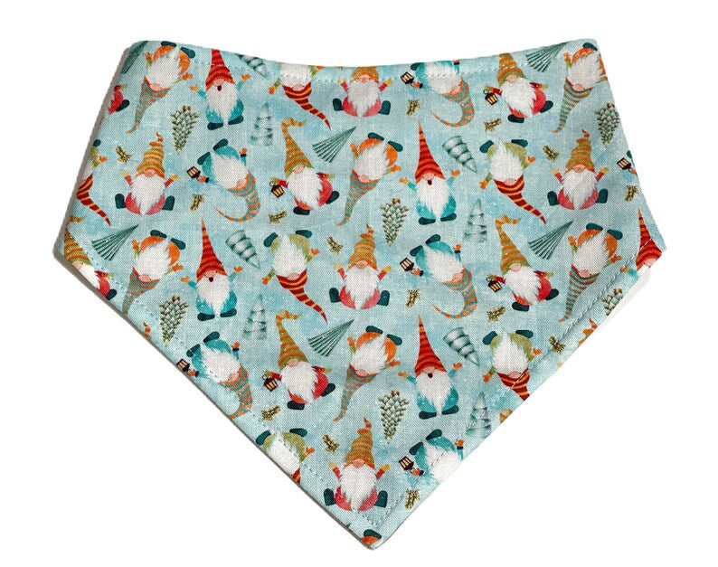 light blue with colorful gnomes bandana for dog or cat