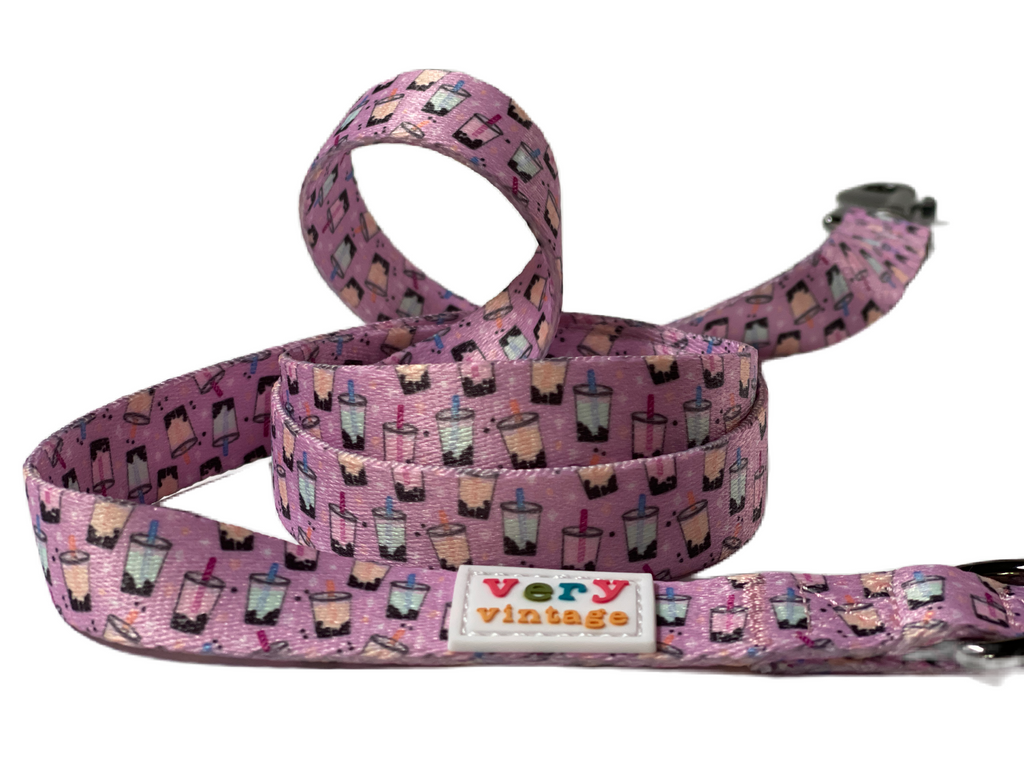 light purple bubble milk tea eco-friendly nylon leash for dogs