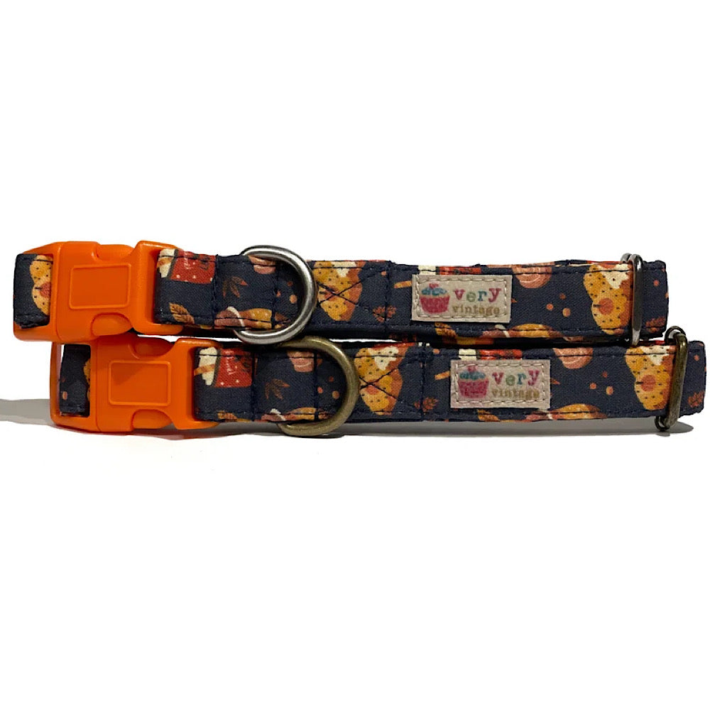 dark brown with pumpkin spice latte and sweets collar for dog or cat