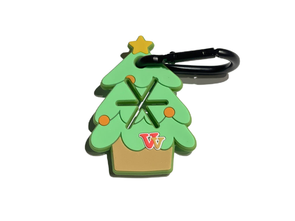 green xmas tree dog poop bag holder with leash attachment