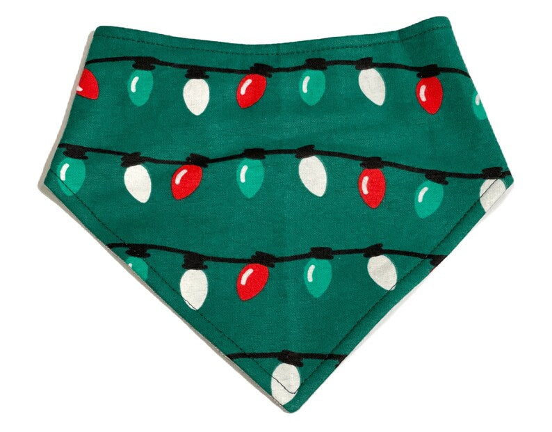christmas green with xmas lights bandana for dog or cat